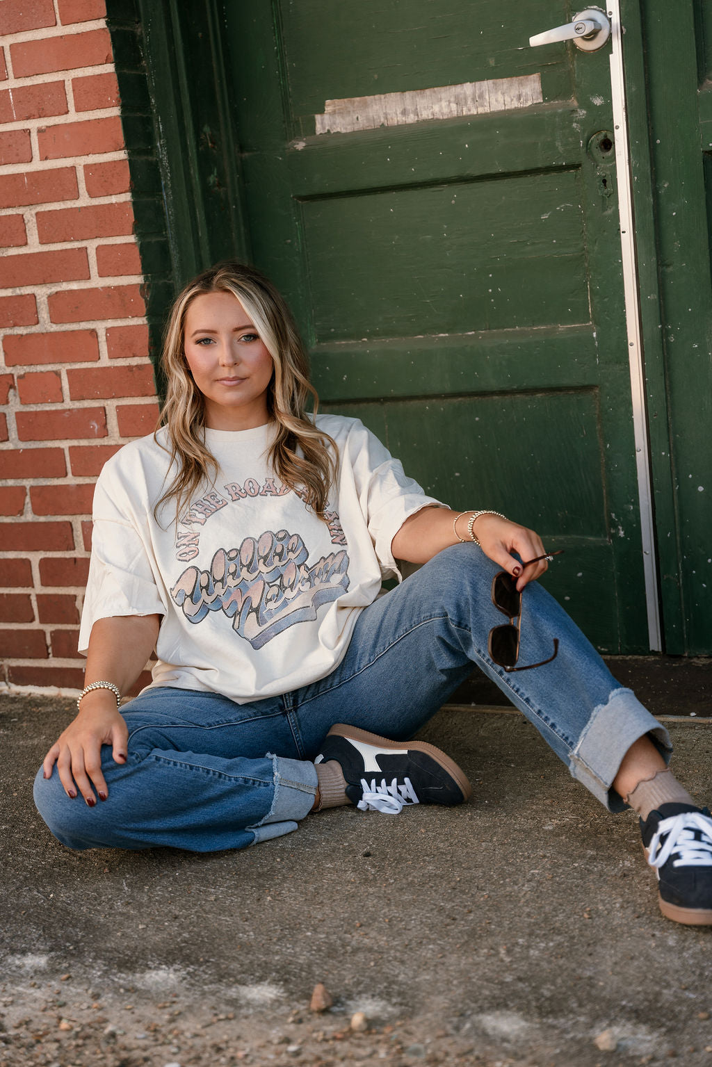 Willie Nelson OTR Metal Off White Thrifted Graphic Tee